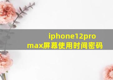 iphone12pro max屏幕使用时间密码